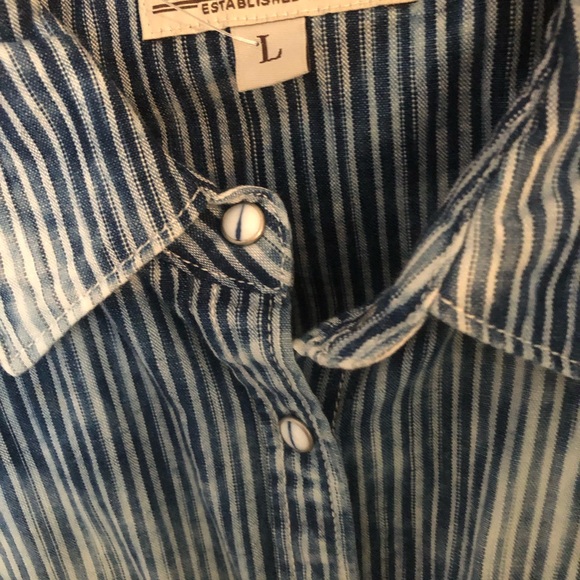 Overland western tie die stripe cotton short w/ snaps - Sz L - Picture 3 of 5